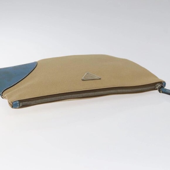 PRADA Clutch Bag Canvas Beige Silver Auth BD1747 - Picture 7 of 16